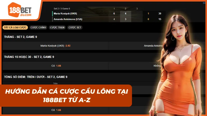 Hướng dẫn từng bước đơn giản để có thể cá cược cầu lông tại 188bet