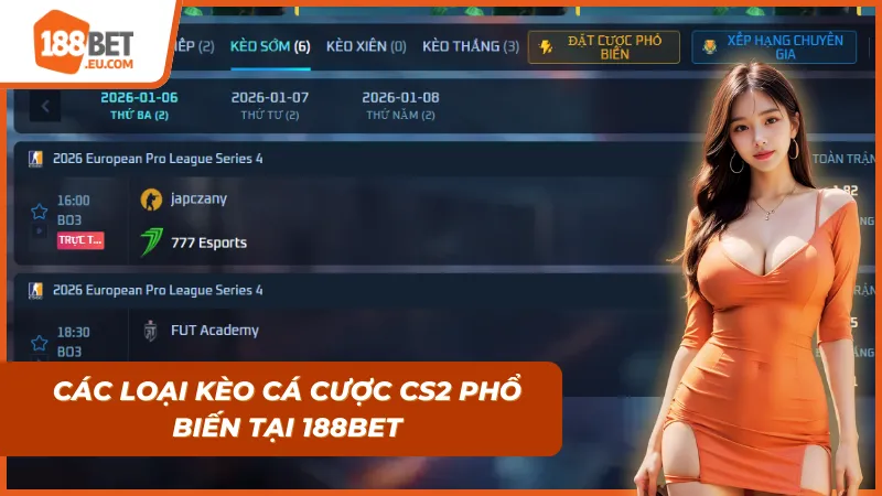 Những kèo phổ biến khi cá cược CS2 tại 188BET