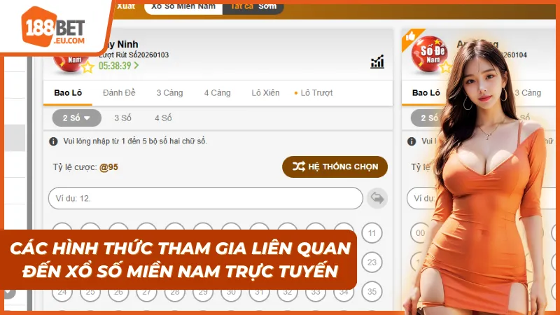 Giao diện xem Xổ Số Miền Nam trực quan tại 188BET