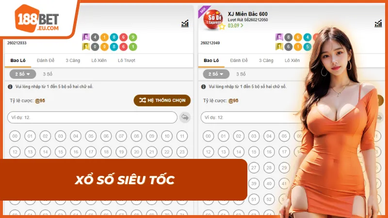 Xổ số siêu tốc cực kỳ được ưa thích tại Xổ số 188Bet